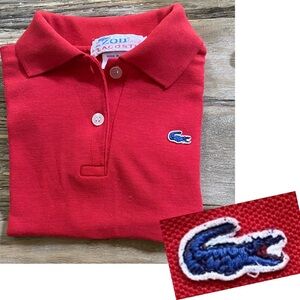 Vintage Izod‎ Lacoste for Girl’s Size 5 Red Pique Knit Short Sleeve Polo